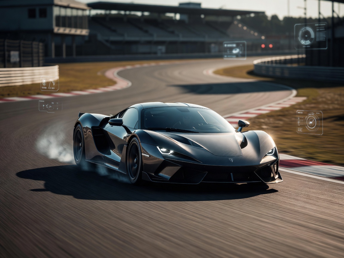Supercar on track during Gran Turismo simulation testing